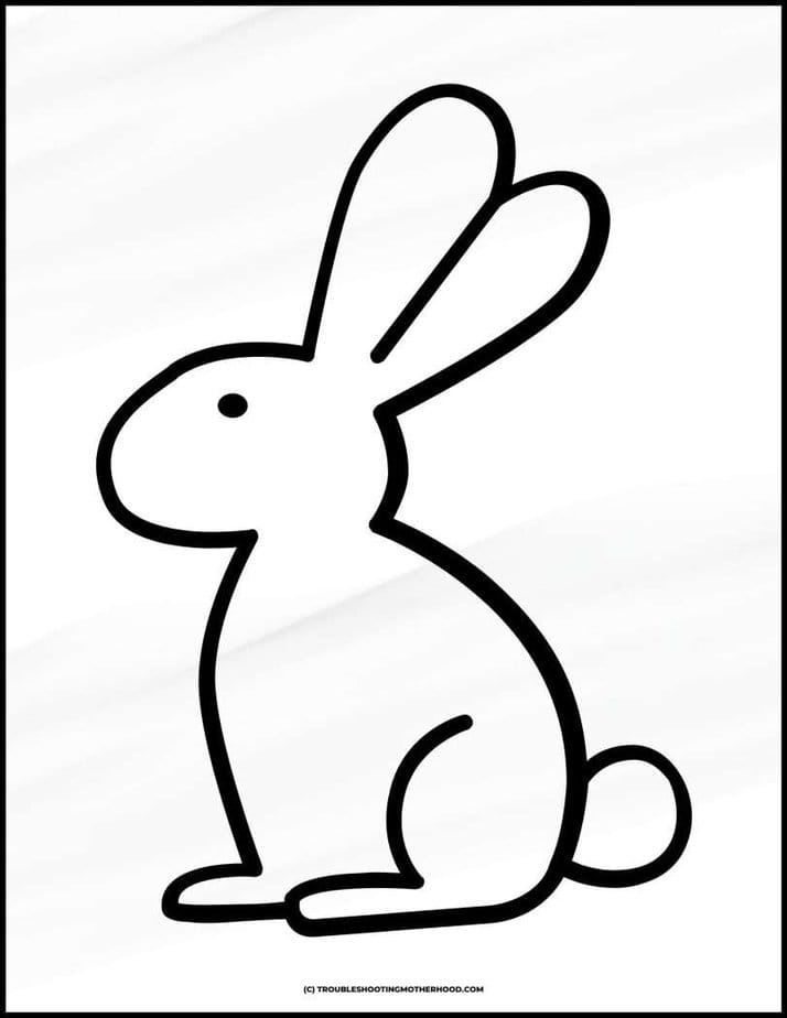 Cute easter coloring page of the outline of a bunny.