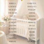 Elegant long girl names displayed on a soft neutral nursery background with timeless, refined styling