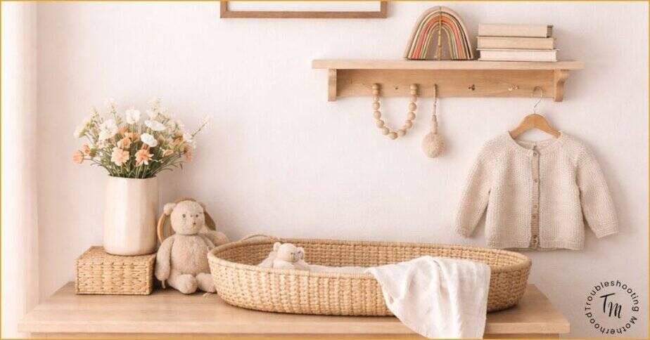 Girl names by style. • Classic baby nursery featuring a light wood dresser, neutral wall decor, and simple timeless styling