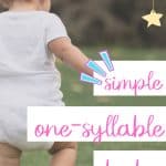 Short girl names list featuring June, Ava, Blair, Iris, Mae, and Wren with a clean, modern baby name aesthetic.