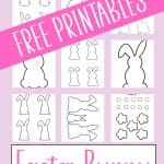 Free printable bunny template outline for Easter crafts and kids coloring activities.