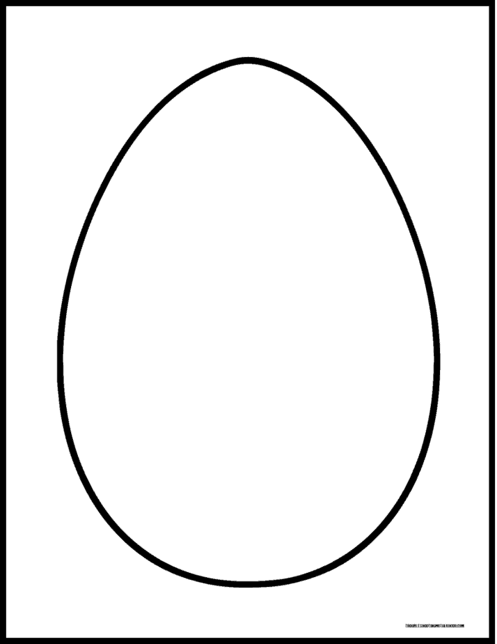 Large printable Easter egg outline template for kids coloring and Easter craft activities.