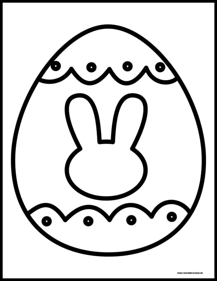 Large printable Easter egg coloring page featuring a bunny design inside the egg.