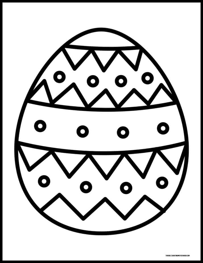 Large printable Easter egg coloring page with geometric pattern design.