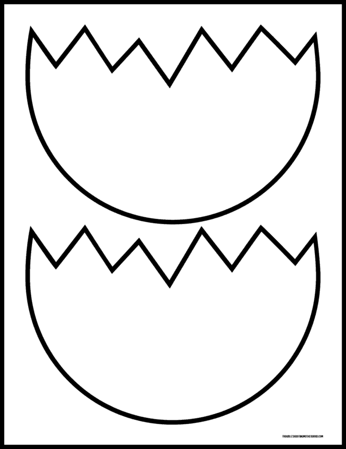 Printable Easter egg template featuring two medium cracked egg designs for crafts and cut-out activities.