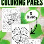 free St Patrick’s Day coloring pages printable pack with leprechauns shamrocks and rainbows for kids