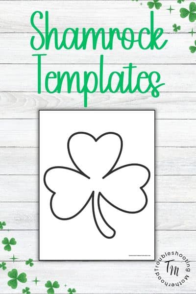 free shamrock template printable large 3 leaf clover pattern for St Patrick’s Day crafts