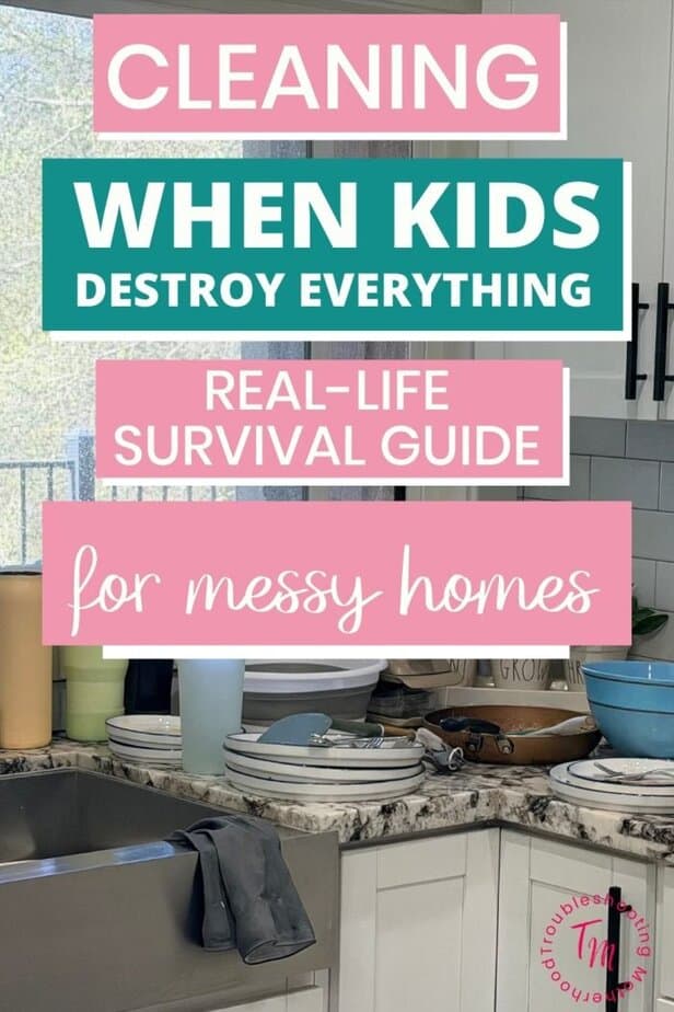 A messy kitchen, cleaning when kids destroy everything.